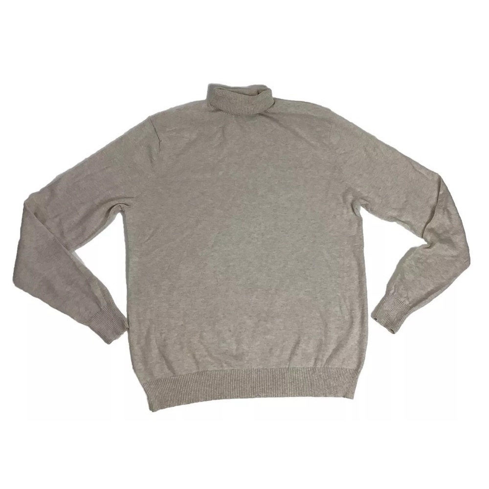 Grand Frank Stockholm Mens Sz XL Turtleneck Sweater Beige Cotton Cashmere